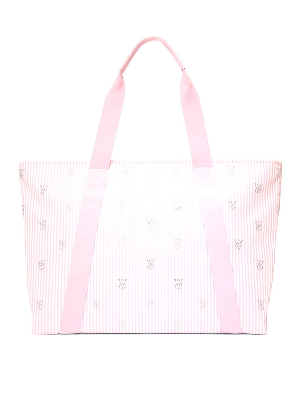 Victoria's Secret Pink Striped Tote with Logo Motif